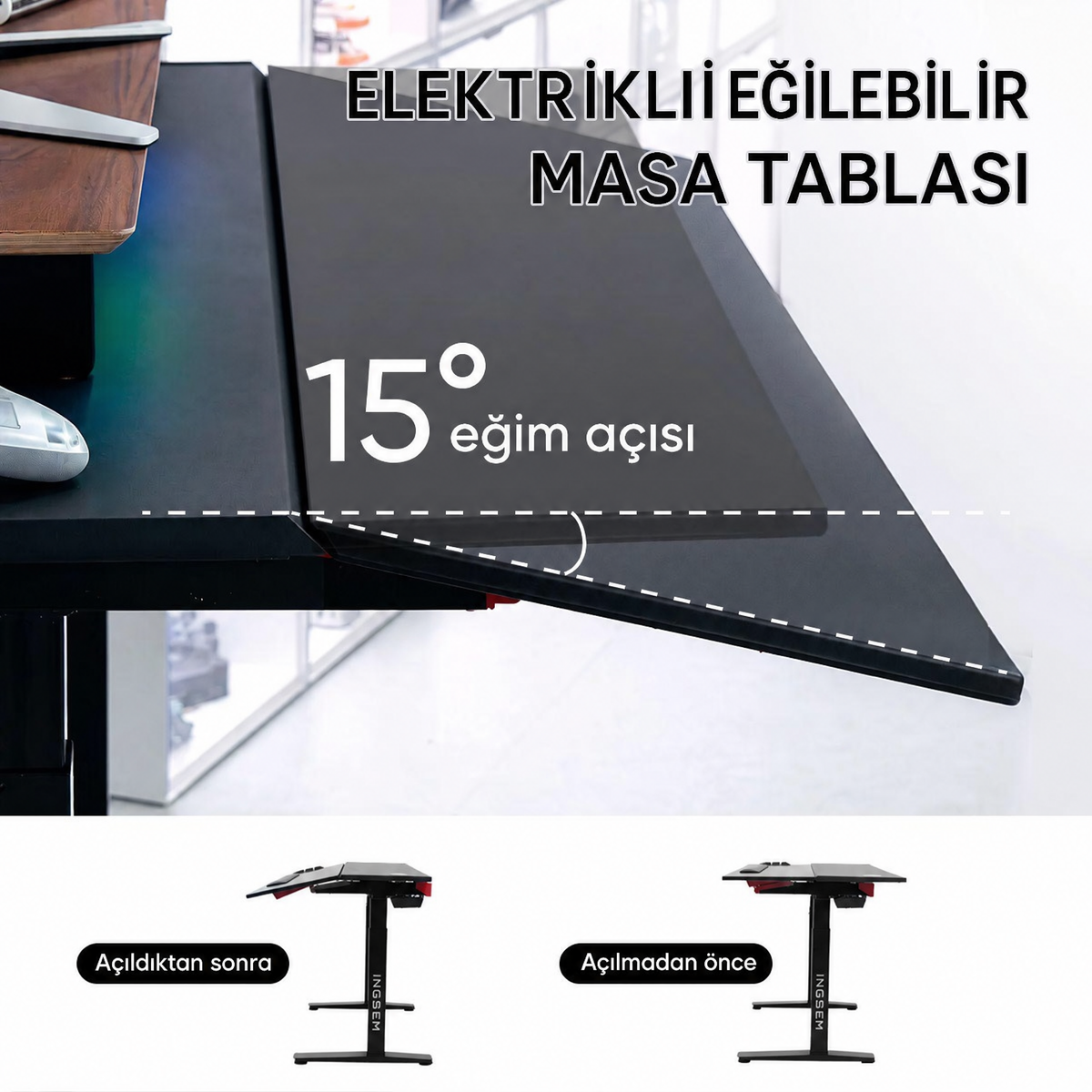 Ingrem Eğim ve Yükseklik Ayarlı Masa – Siyah — 8