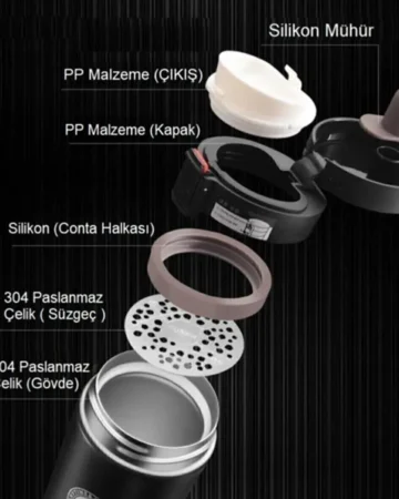 Termos Bardak Mat Siyah 380ml – Filtreli Çift Katmanlı Mug Termos Bardak Mat Siyah 380ml – Filtreli Çift Katmanlı Mug